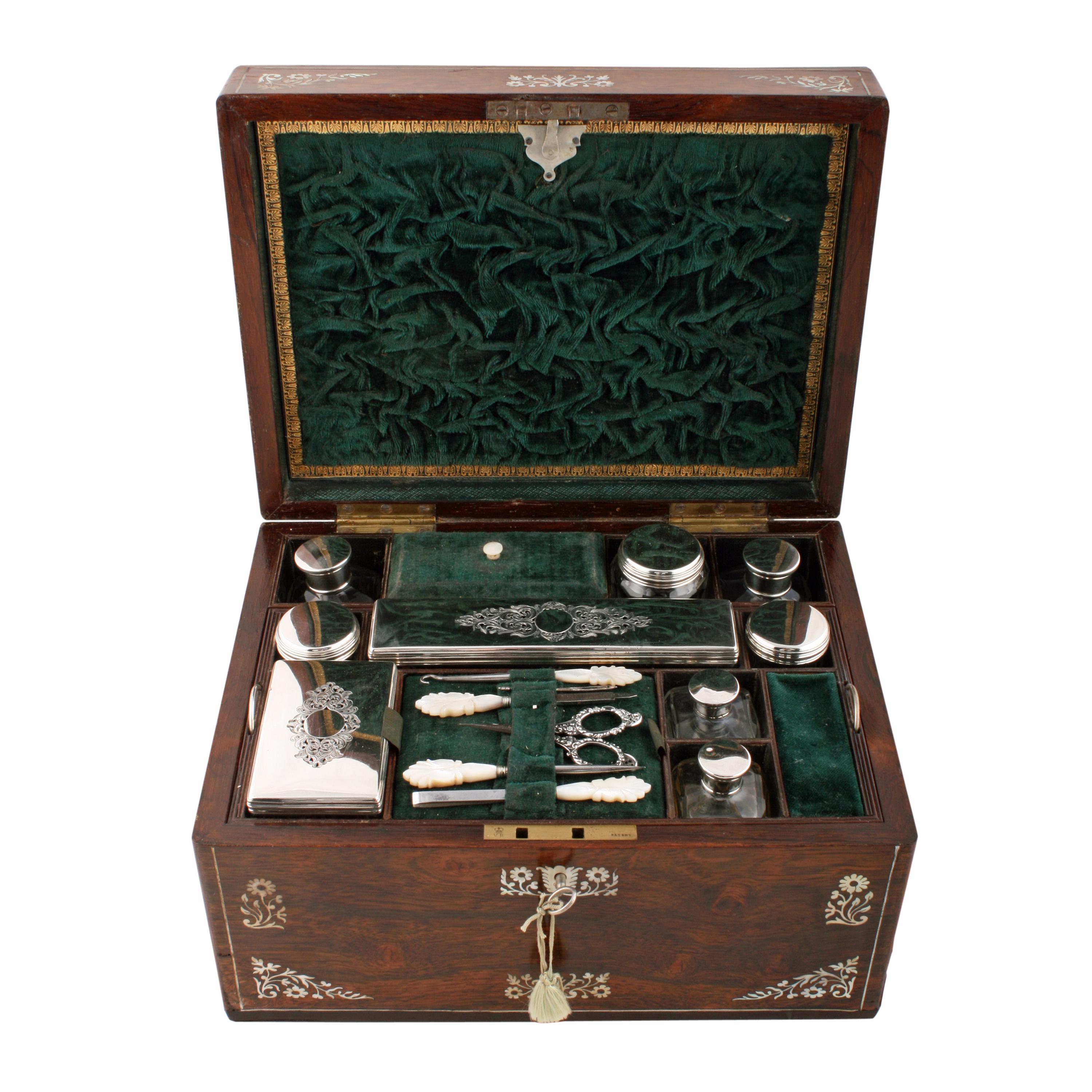 English Victorian Jewellery Dressing Box For Sale