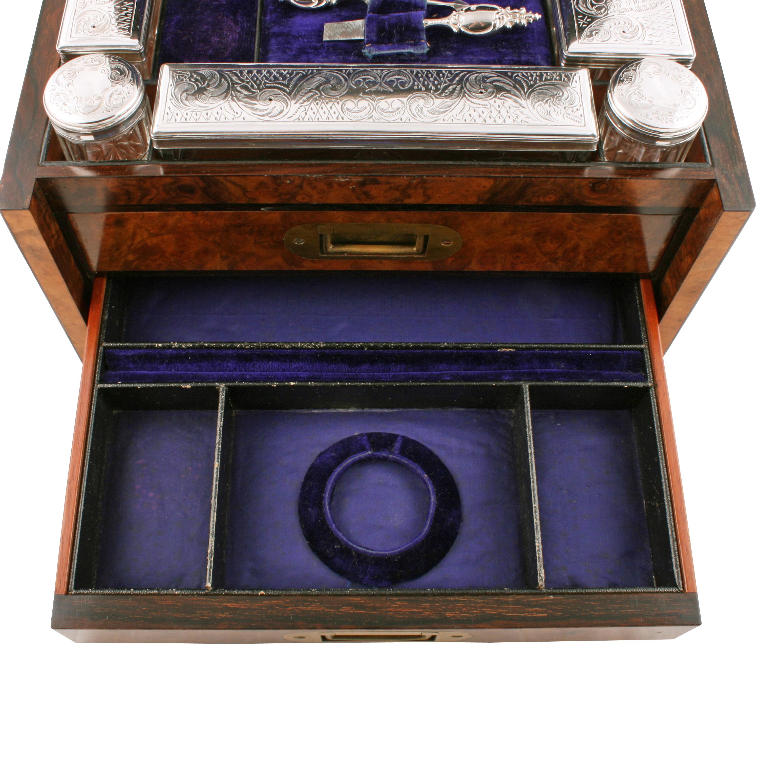 Walnut Victorian Jewelry and Dressing Box For Sale