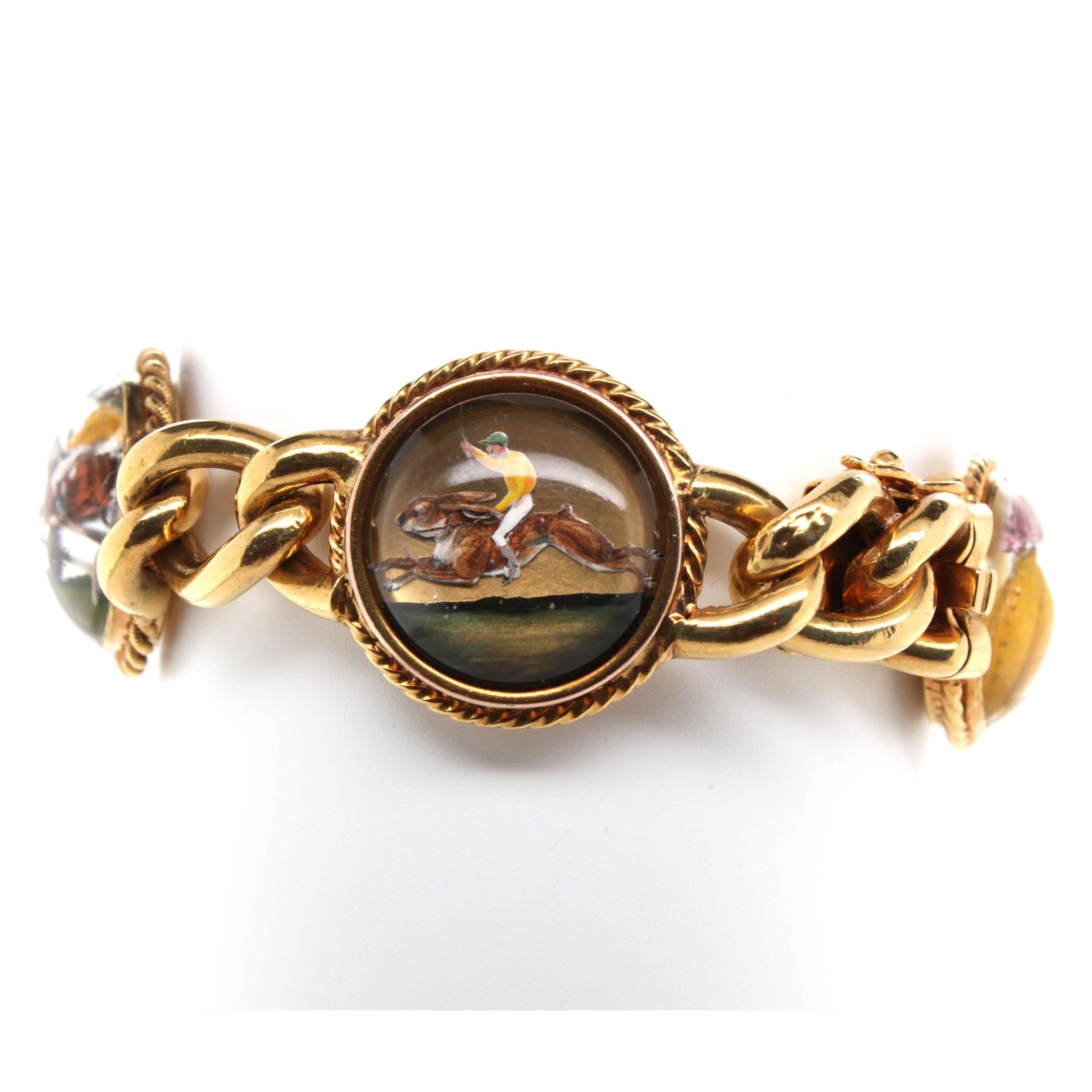Victorian Jockey Essex Rock Crystal Intaglio Bracelet, circa 1895 4