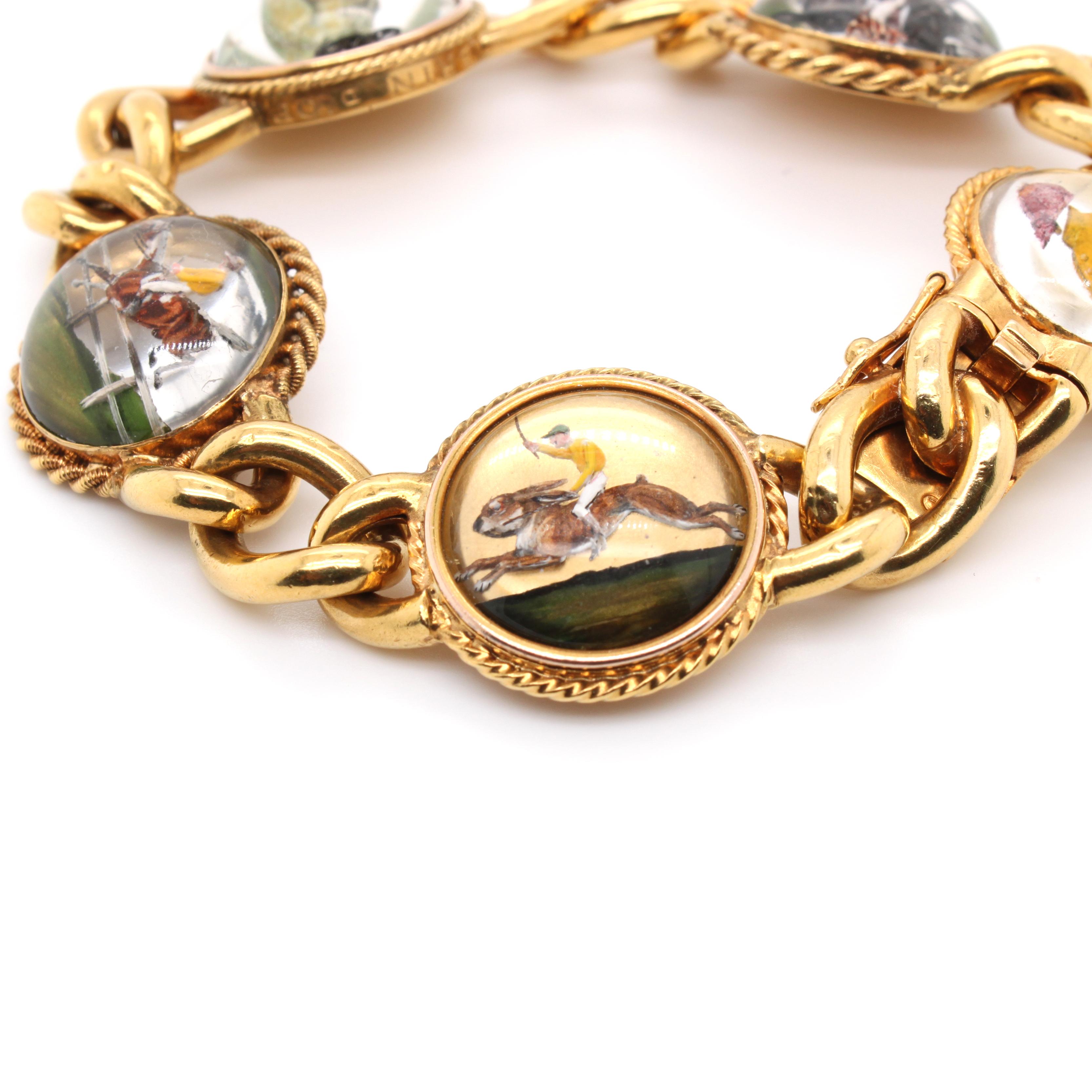 Victorian Jockey Essex Rock Crystal Intaglio Bracelet, circa 1895 In Good Condition In Idar-Oberstein, DE