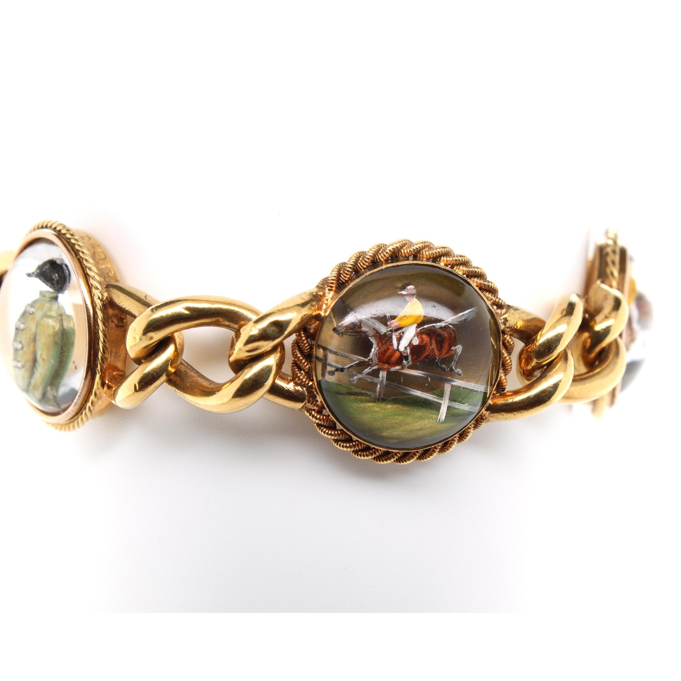 Victorian Jockey Essex Rock Crystal Intaglio Bracelet, circa 1895 3