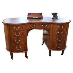 Victorian Kidney Desk Mahogany Inlay 1880