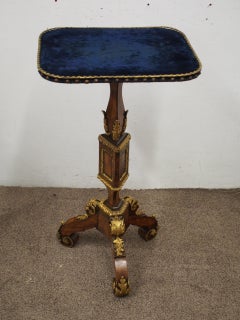 Victorian Kingwood and Blue Velvet Occasional Table