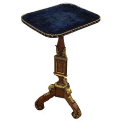 Antique Victorian Kingwood and Blue Velvet Occasional Table