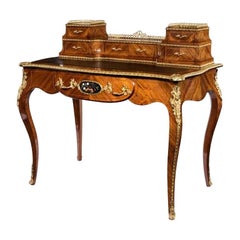 Antique Victorian Kingwood and Boxwood Ladies Writing Table