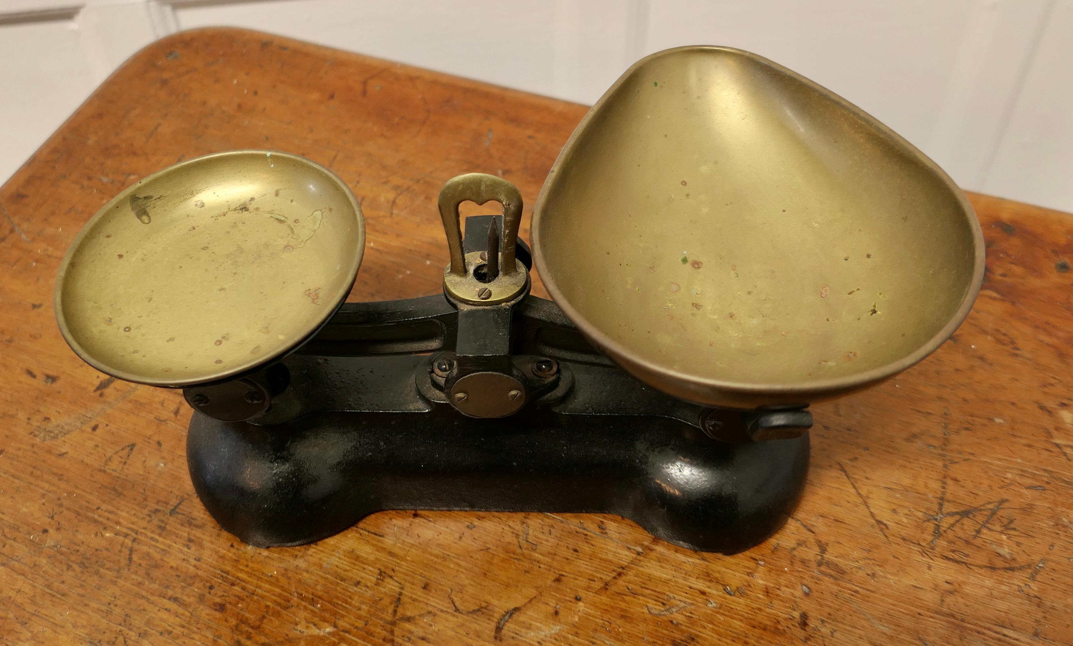 Victorian Kitchen Balance Scales, from Boots with Weights    In Good Condition In Chillerton, Isle of Wight