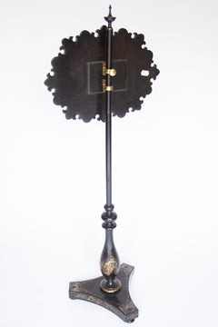 Victorian Lacquered & M.O.P inlaid pole screen