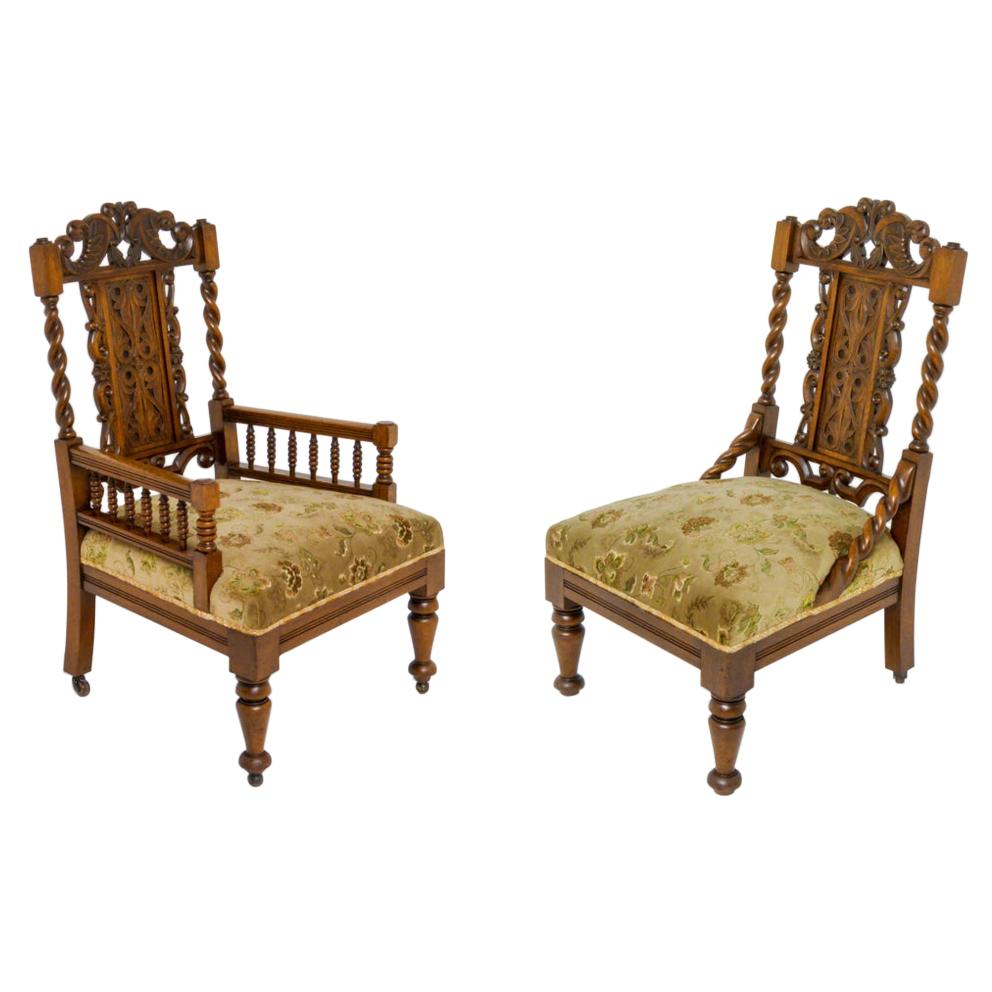 Victorian Ladies and Gents Chairs For Sale