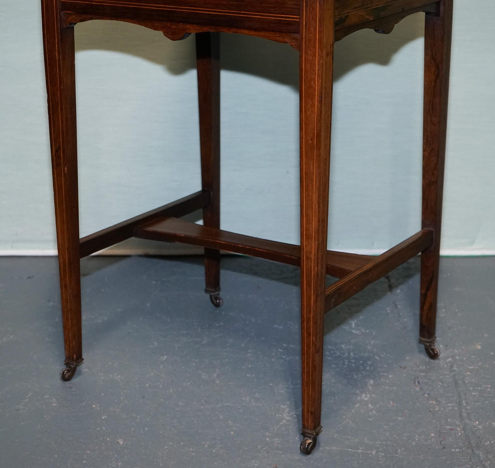 VICTORIAN LADIES WRITING DAVENPORT DESK WITH INLAY & LEATHER WRITiNG SURFACE For Sale 9