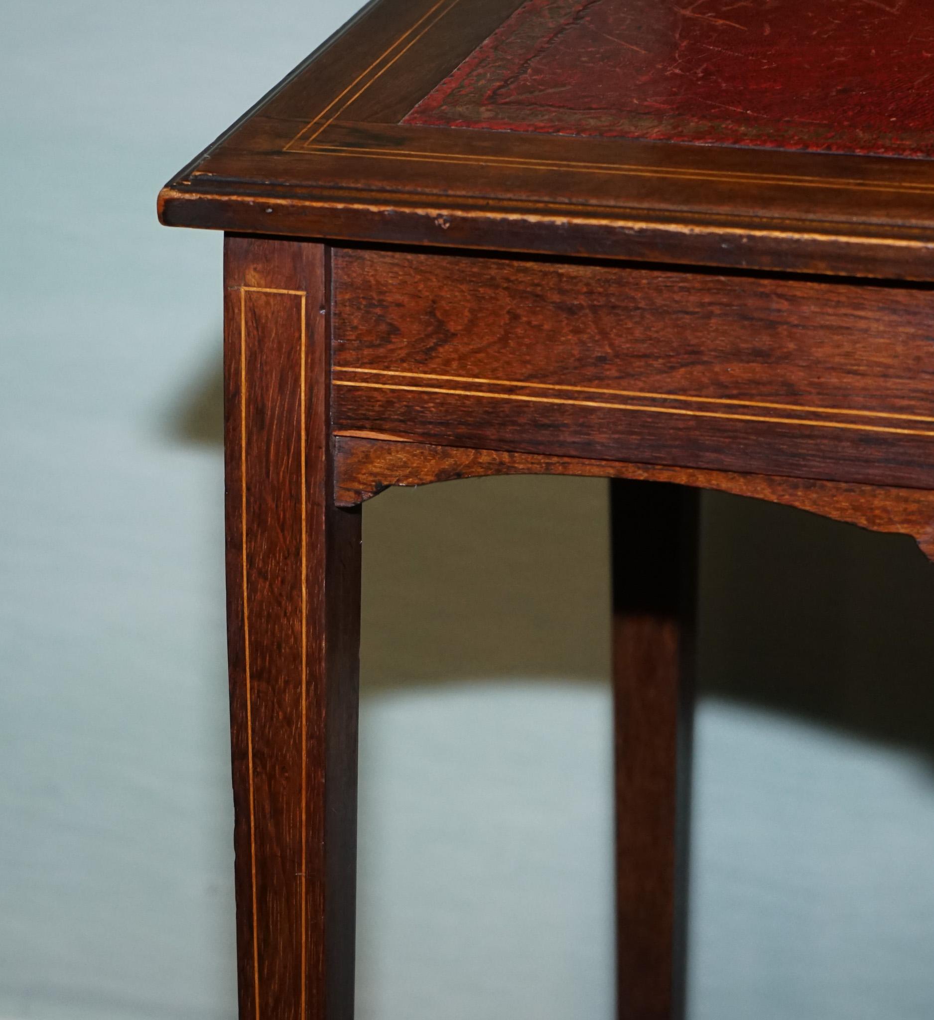 Hand-Crafted VICTORIAN LADIES WRITING DAVENPORT DESK WITH INLAY & LEATHER WRITiNG SURFACE For Sale