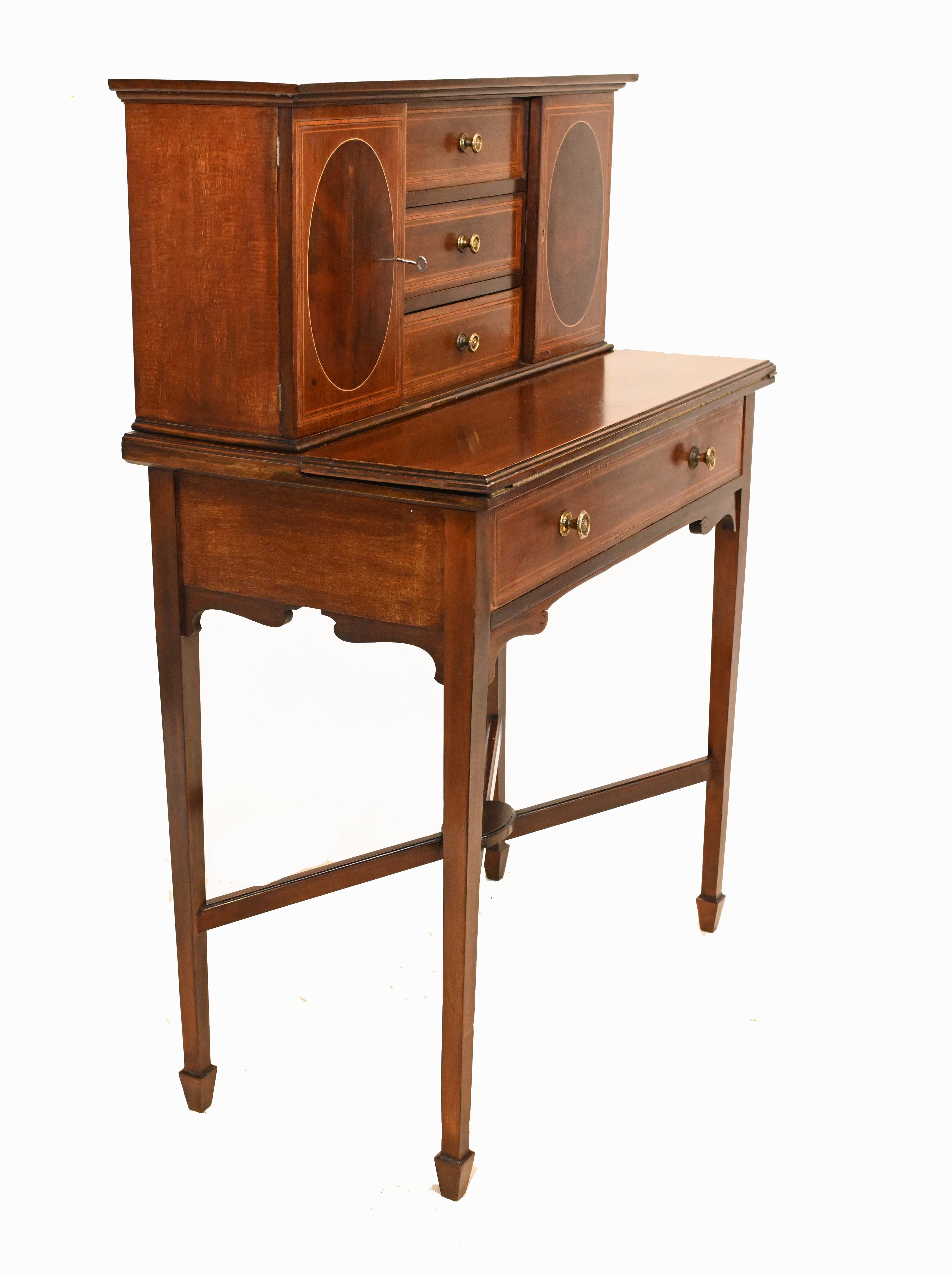 Victorian Ladies Writing Desk Mahogany Bureau 1900 For Sale 2