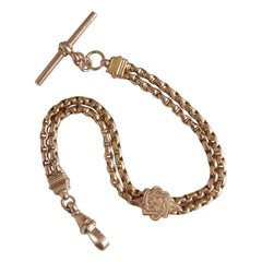 Victorian Lady's Albertina Watch Chain, 9ct Rose Gold with Slider