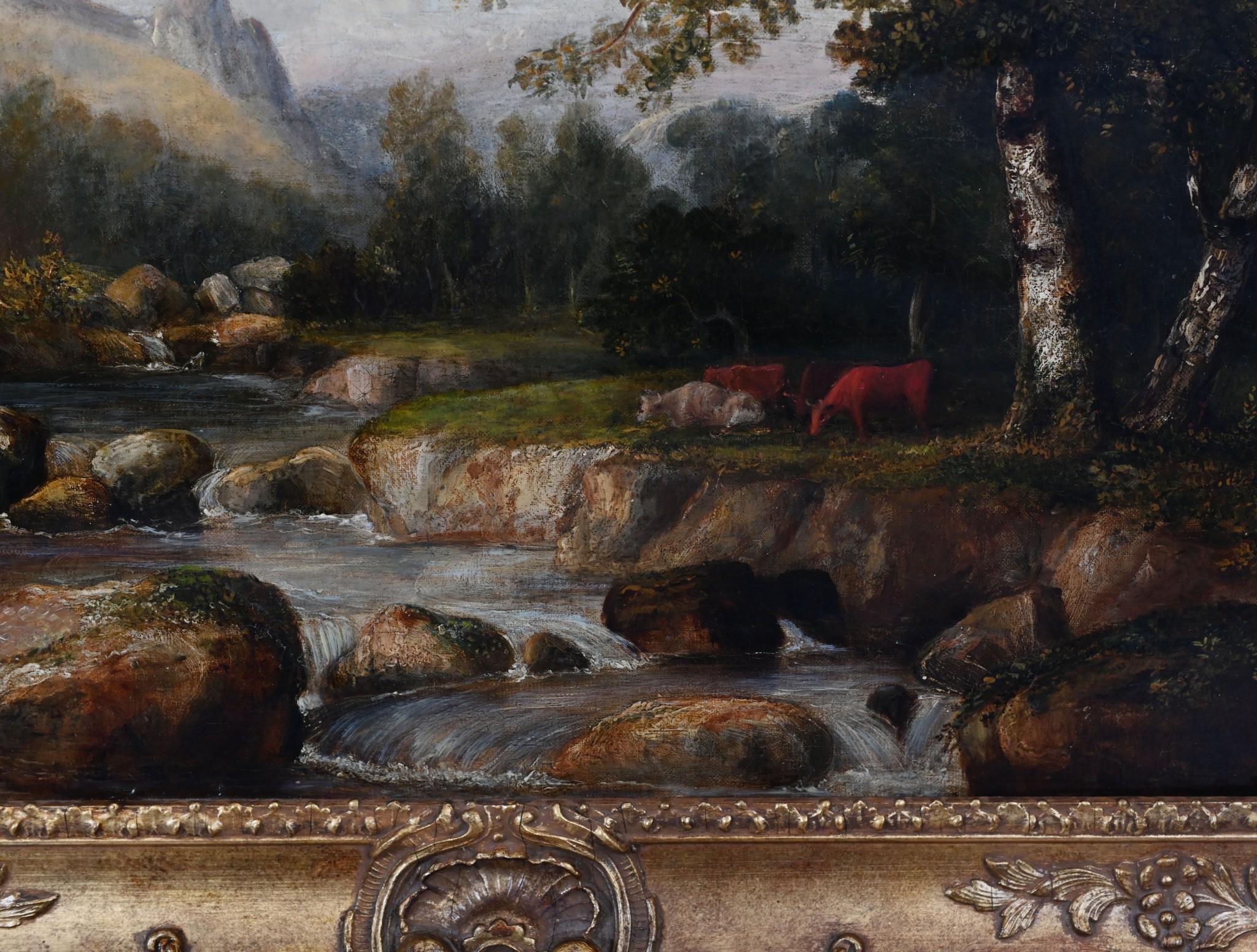 Victorian Landscape Oil Painting Lake District Woodland Stream 1880 2