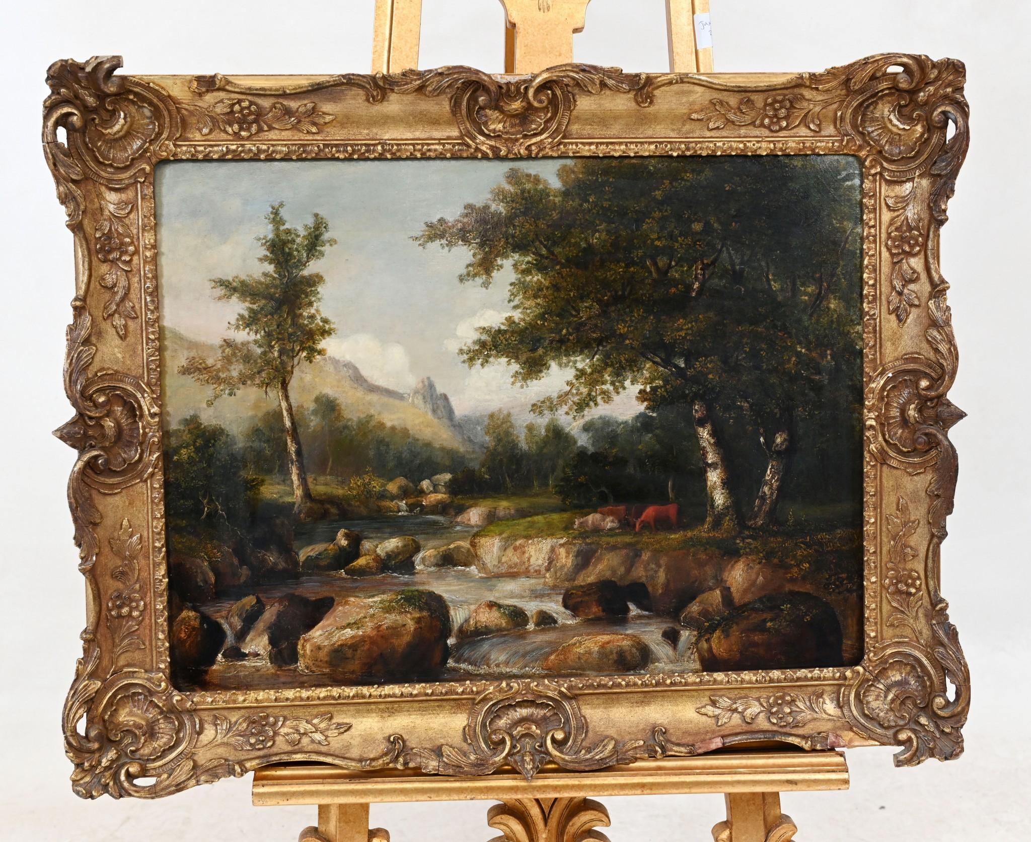 Victorian Landscape Oil Painting Lake District Woodland Stream 1880 4