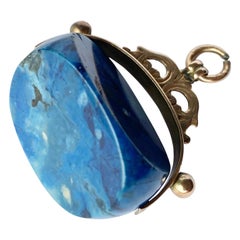 Victorian Lapis and 9 Carat Gold Swivel Fob