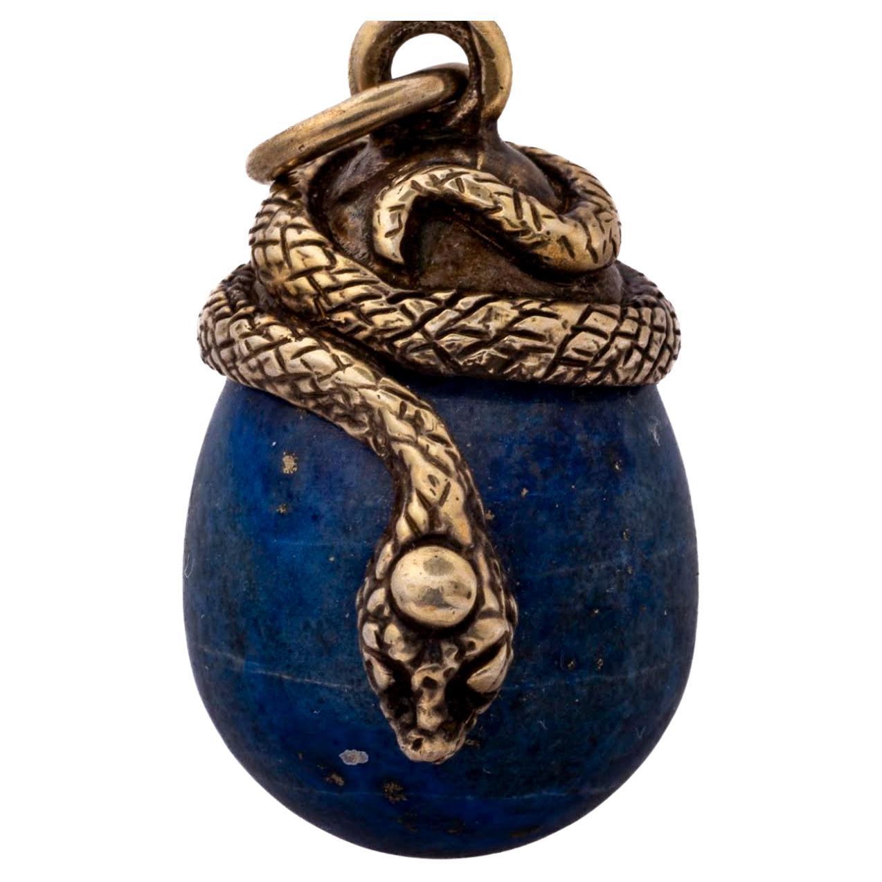 Œuf victorien en lapis-lazuli avec serpent (œuf orphique)