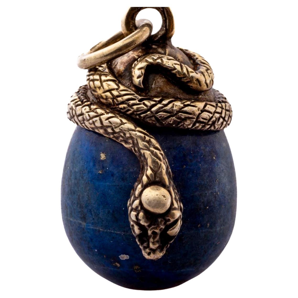Uovo vittoriano in lapislazzuli con serpente (uovo orfico) in vendita
