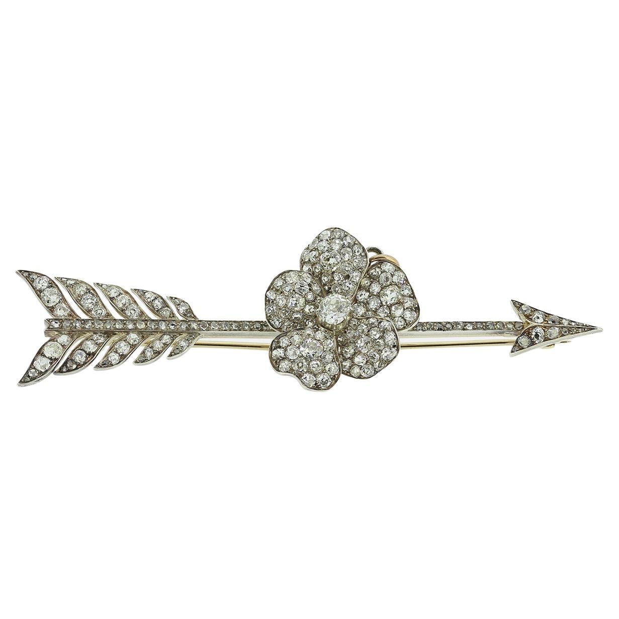 Victorian Large Diamond Arrow Brooch