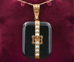 Victorian Large Mourning Belt Locket 18 KT Natural Split Pearl