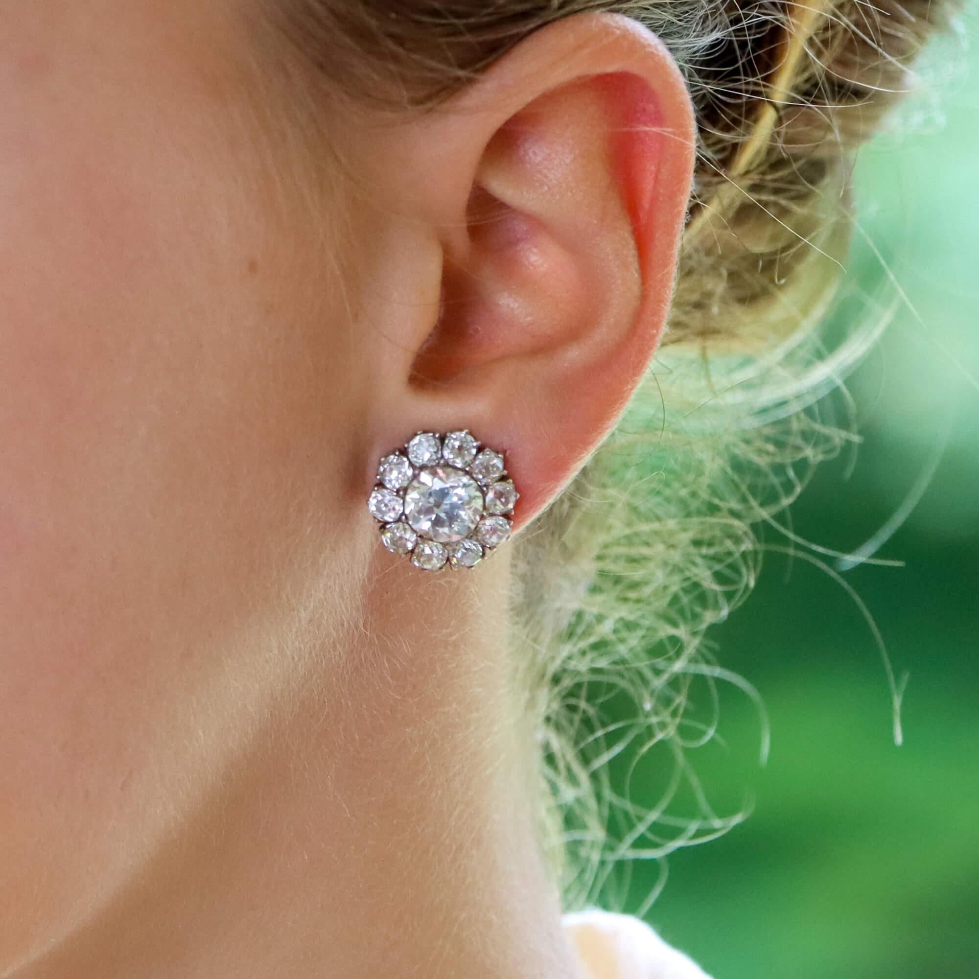 large diamond cluster earrings