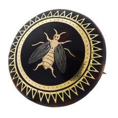 Victorian Large Piqué Bee Tortoise Shell Pin