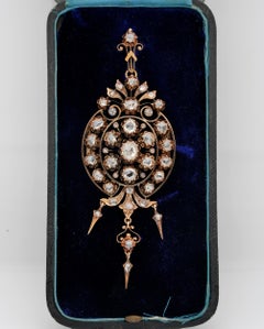 Victorian Large Scale 8.0 Carat Rose Cut Diamond Brooch Pendant Stomacher