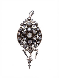 Victorian Large Scale Rose Cut Diamond Brooch Pendant Stomacher