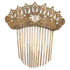 Victorian Large Solid Gold Hair Comb