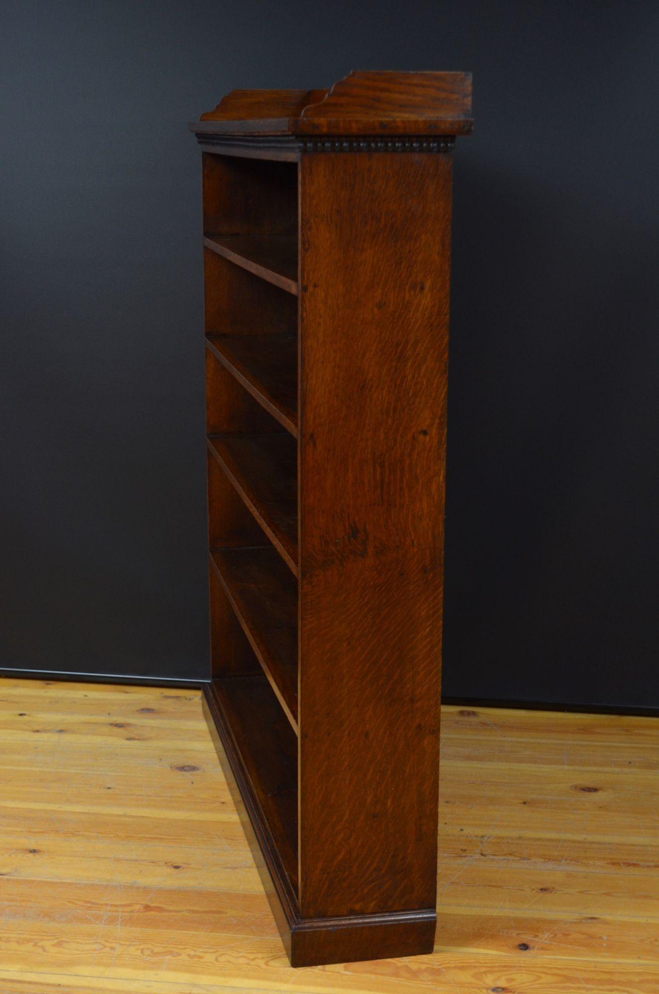 English Victorian Large Solid Oak Country Open Bookcase . c1880 For Sale