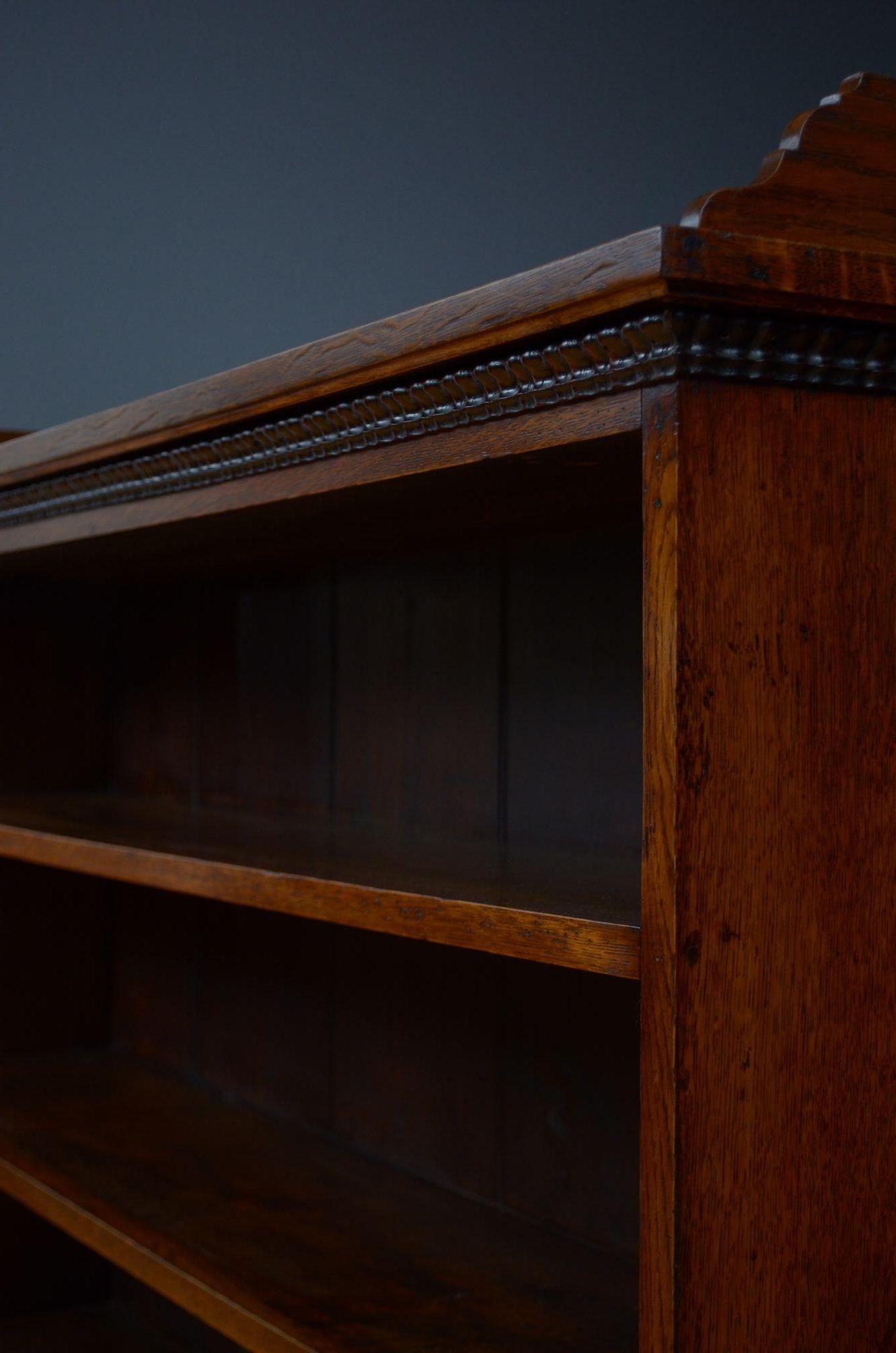 Victorian Large Solid Oak Country Open Bookcase . c1880 For Sale 4