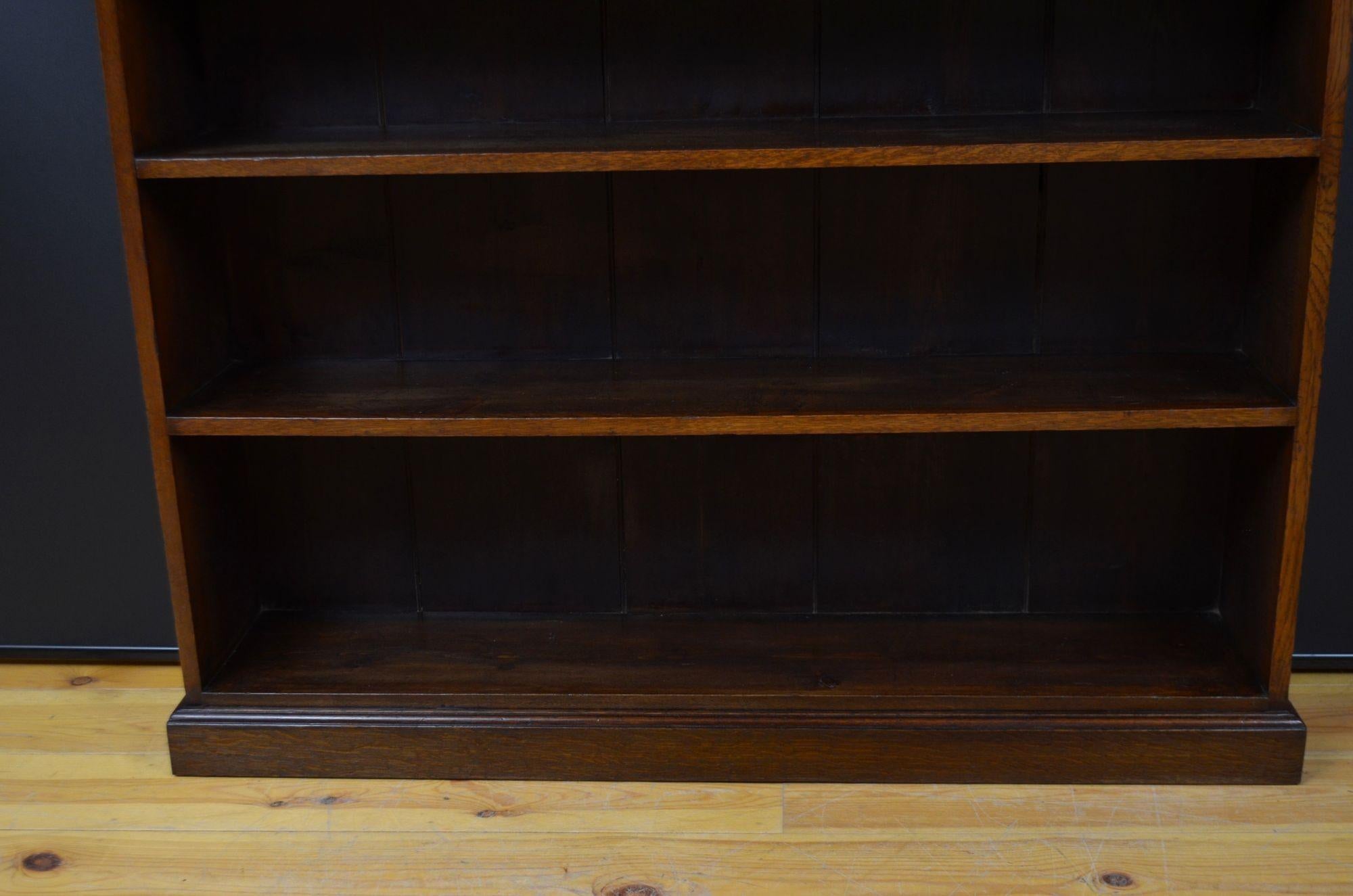 Victorian Large Solid Oak Country Open Bookcase . c1880 For Sale 4