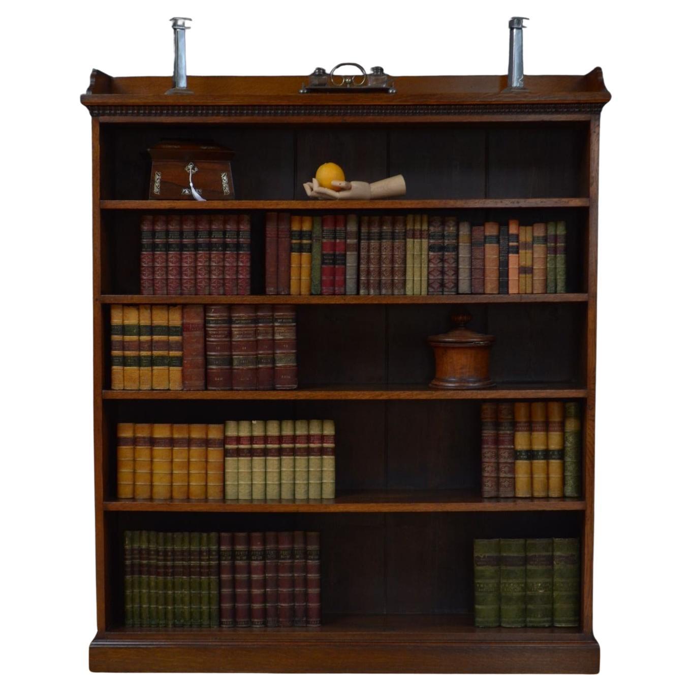 Victorian Large Solid Oak Country Open Bookcase . c1880 For Sale