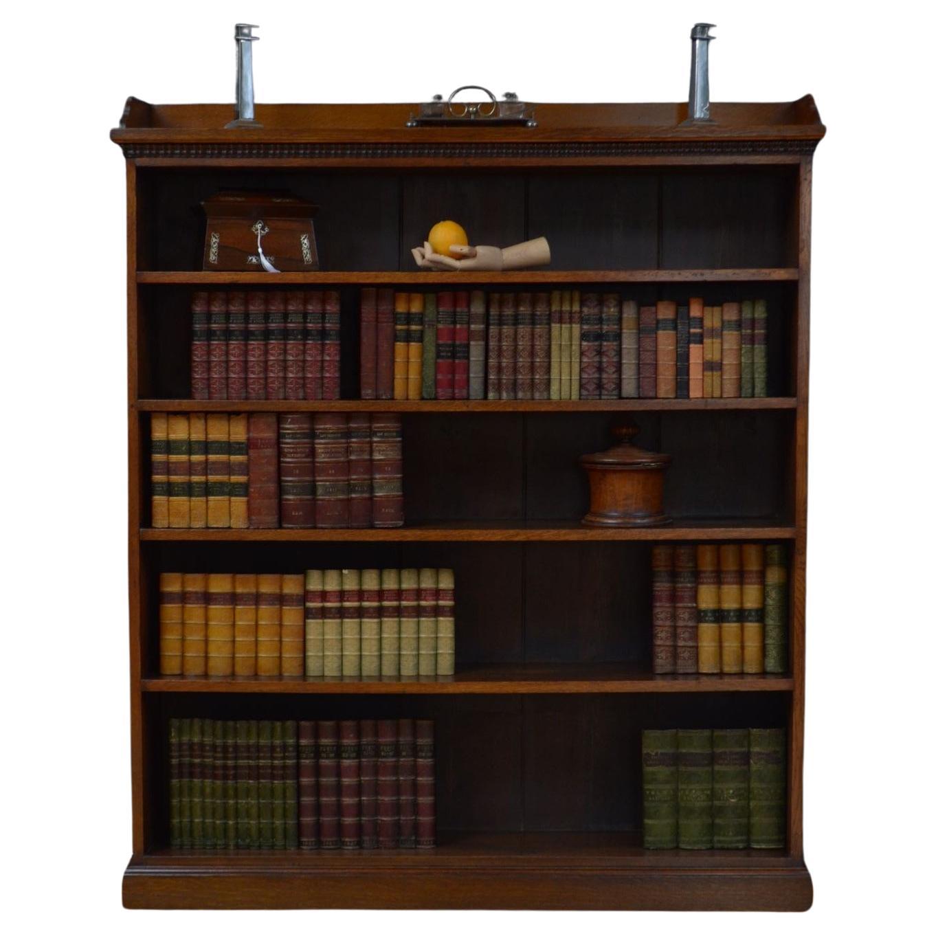 Victorian Large Solid Oak Country Open Bookcase . c1880 For Sale