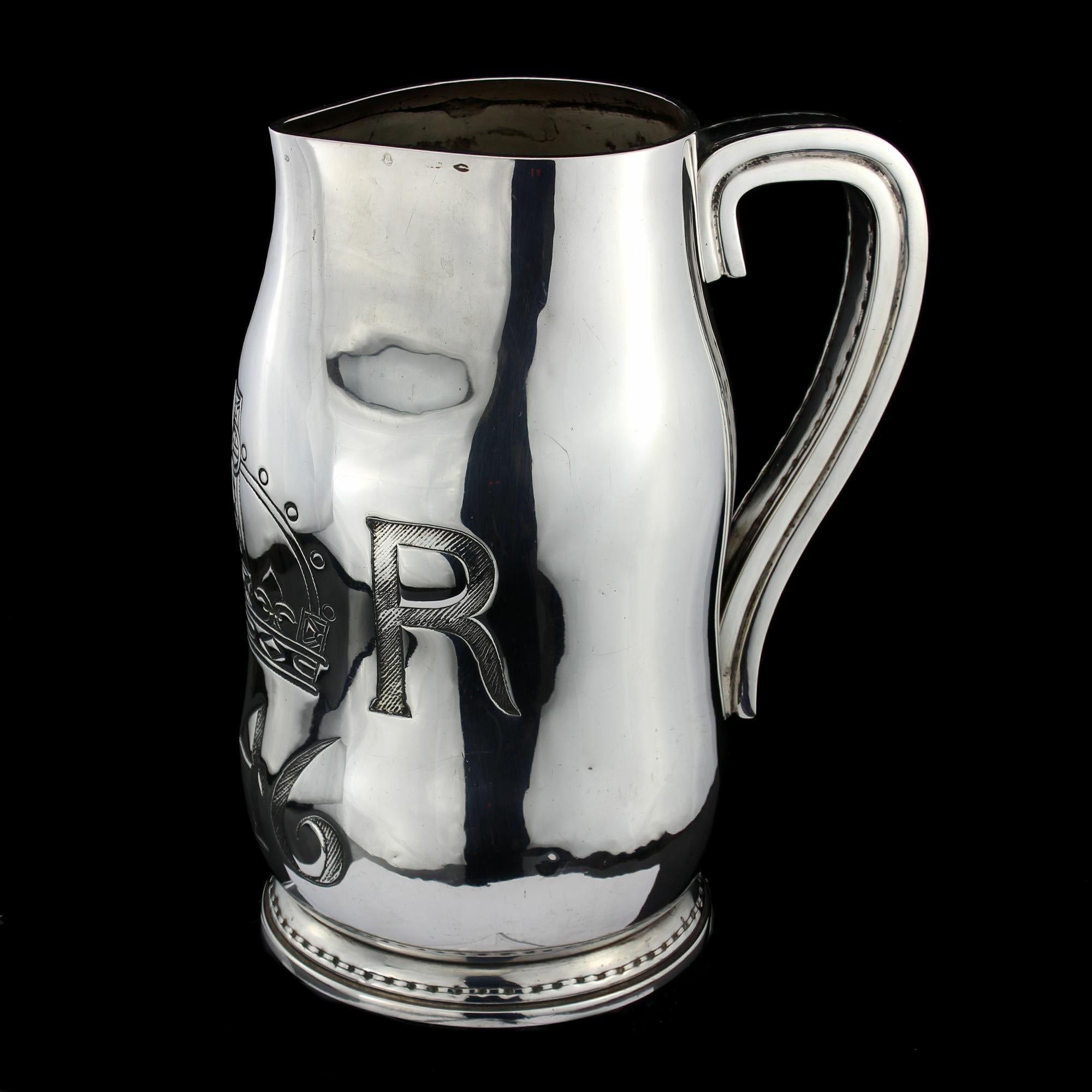 Victorian Large Sterling Silver Jug, London 1890 For Sale 1