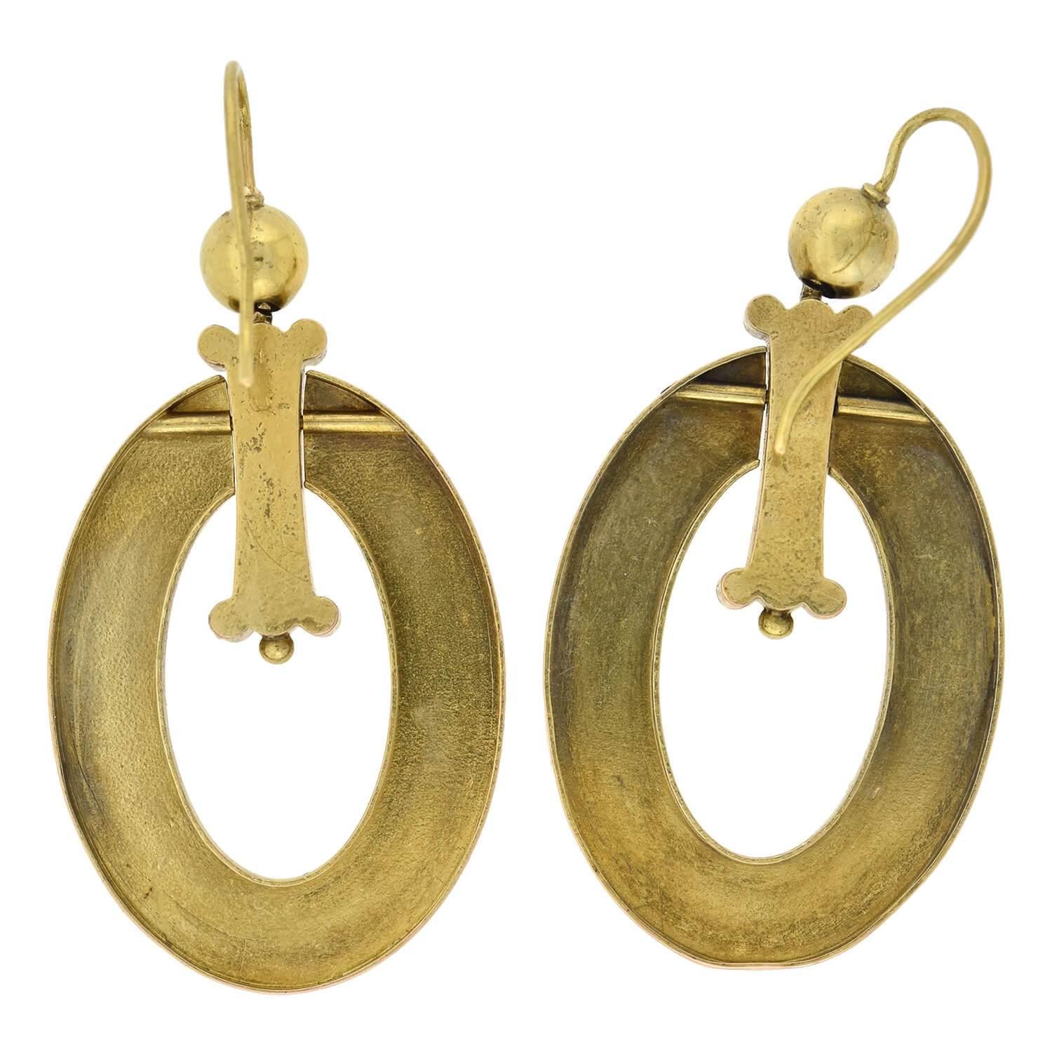Victorian Large Two-Tone Hoop Earrings For Sale 1