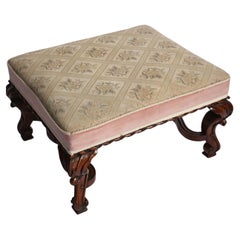 Victorian large  Walnut & Carved Stool