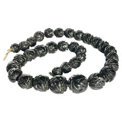 Antique Victorian Large Whitby Jet Graduated Necklace
