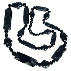 Victorian Large Whitby Jet Graduated Necklace