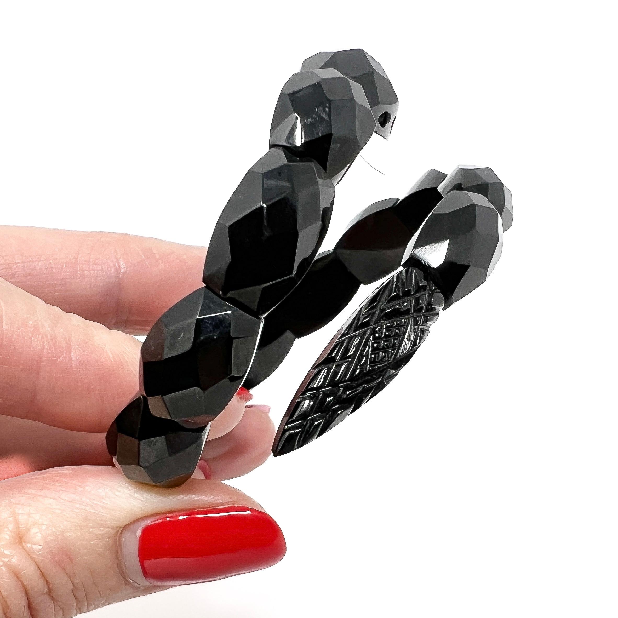 Victorian Late 1800s Whitby Jet Antique Snake Bracelet 2