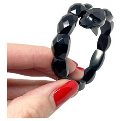 Victorian Late 1800s Whitby Jet Antique Snake Bracelet