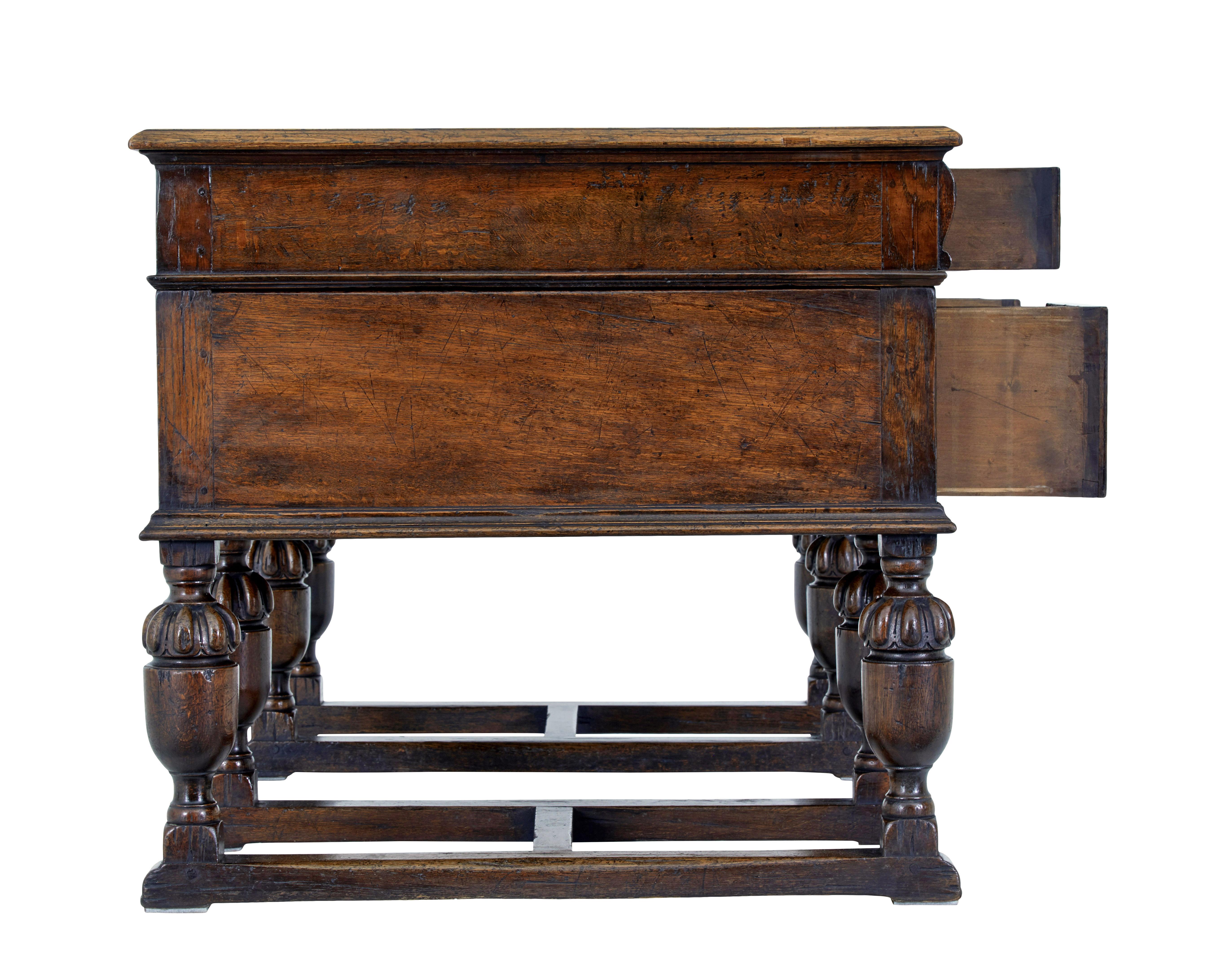 English Victorian late 19th century carved oak pedestal desk For Sale