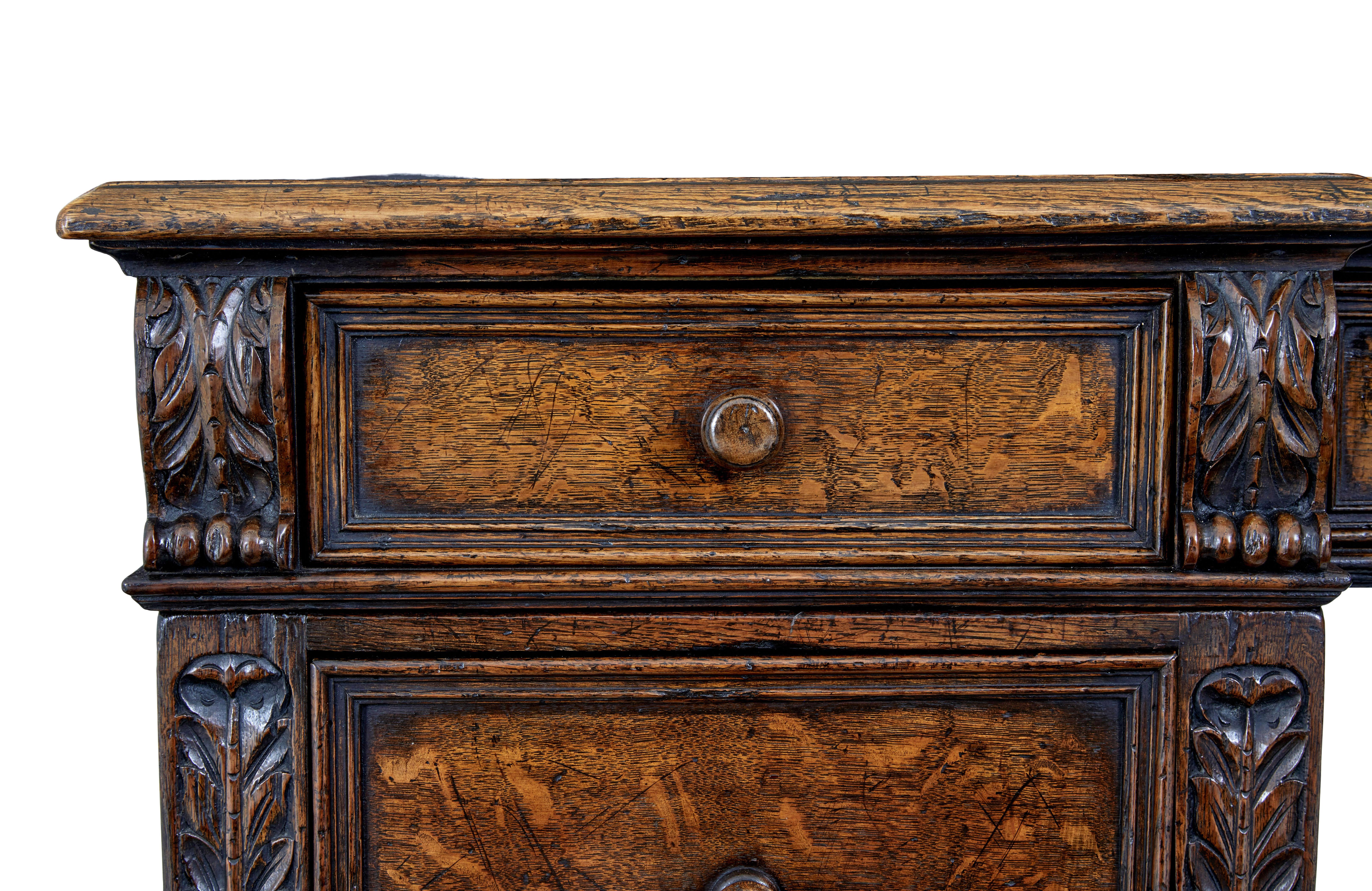 19th Century Victorian late 19th century carved oak pedestal desk For Sale