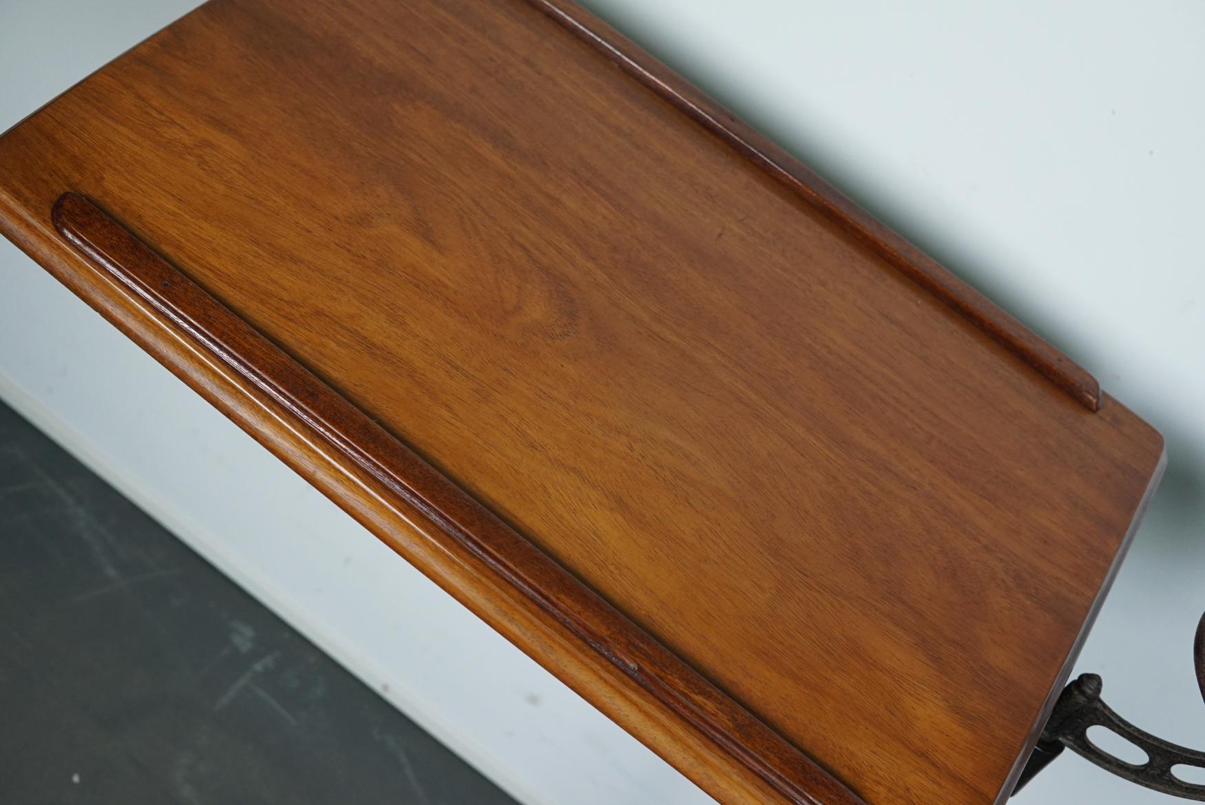 Victorian Late 19th Century Cast Iron Mahogany Reading Table 5