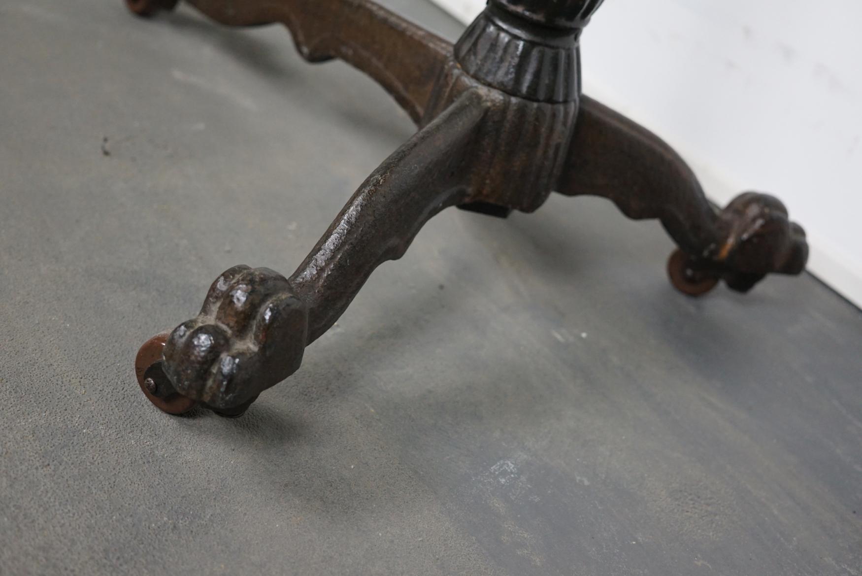 Victorian Late 19th Century Cast Iron Mahogany Reading Table 1