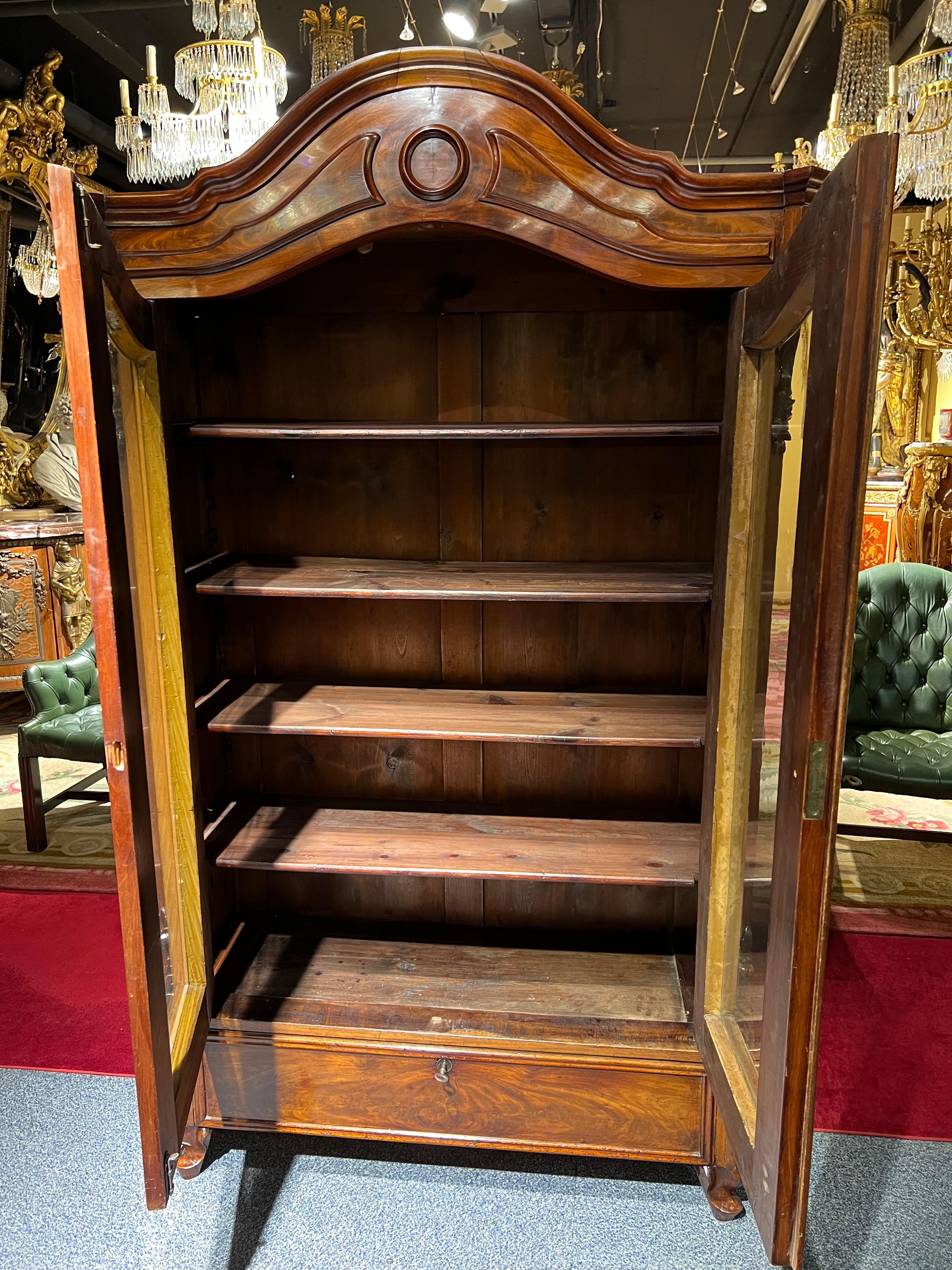 20th Century Victorian Late Biedermeier Vitrine Walnut Veneer with Glass front For Sale