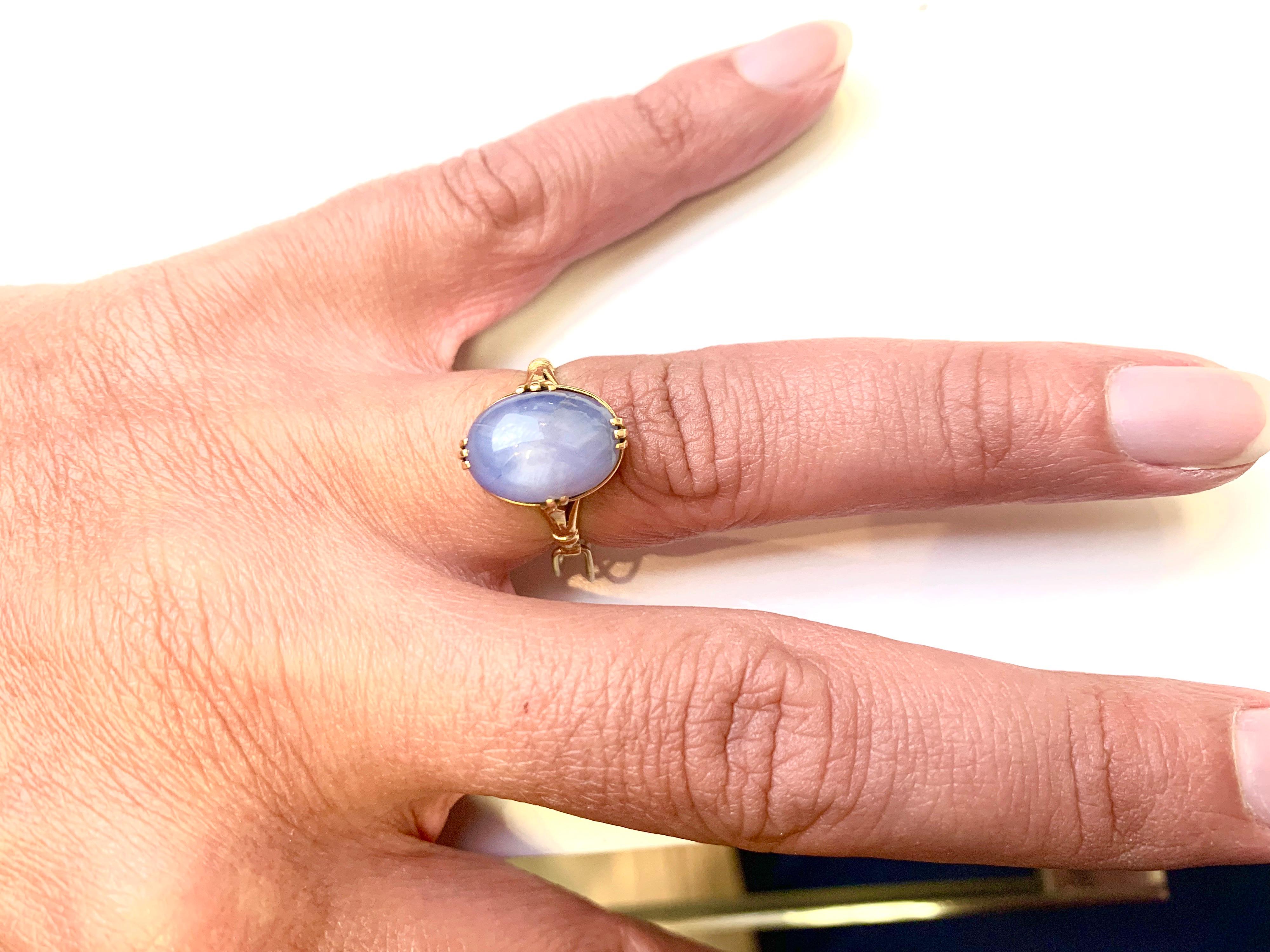 Oval Cut Victorian Lavender Periwinkle 11 Carat Star Sapphire Ring
