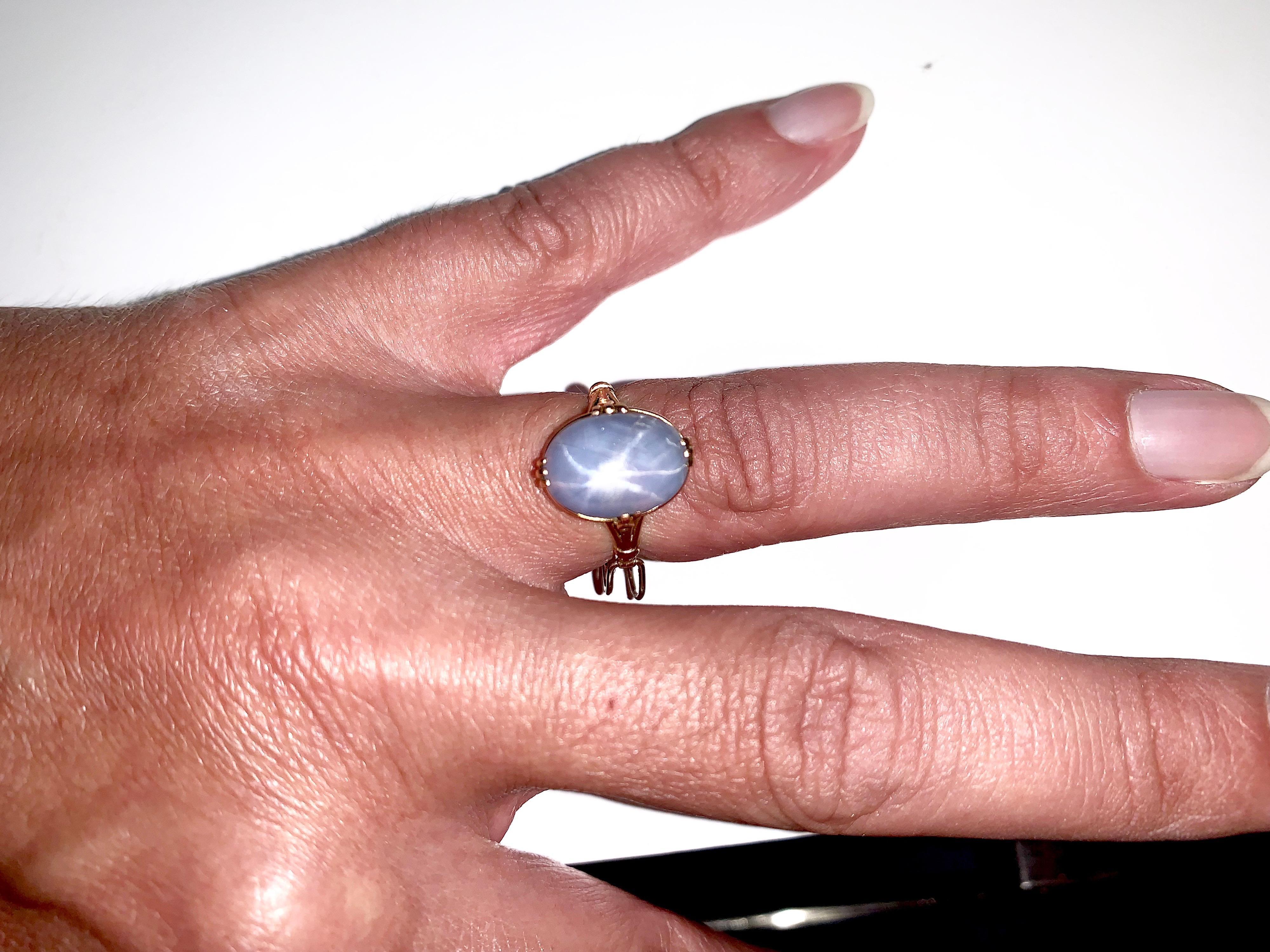 Victorian Lavender Periwinkle 11 Carat Star Sapphire Ring In Good Condition In Aliso Viejo, CA