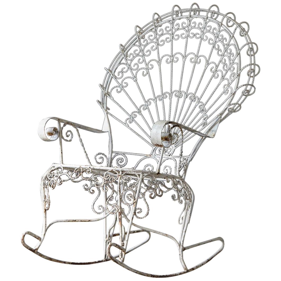 John Salterini Lawn Furnishing Wrought Iron Peacock Rocking Chair