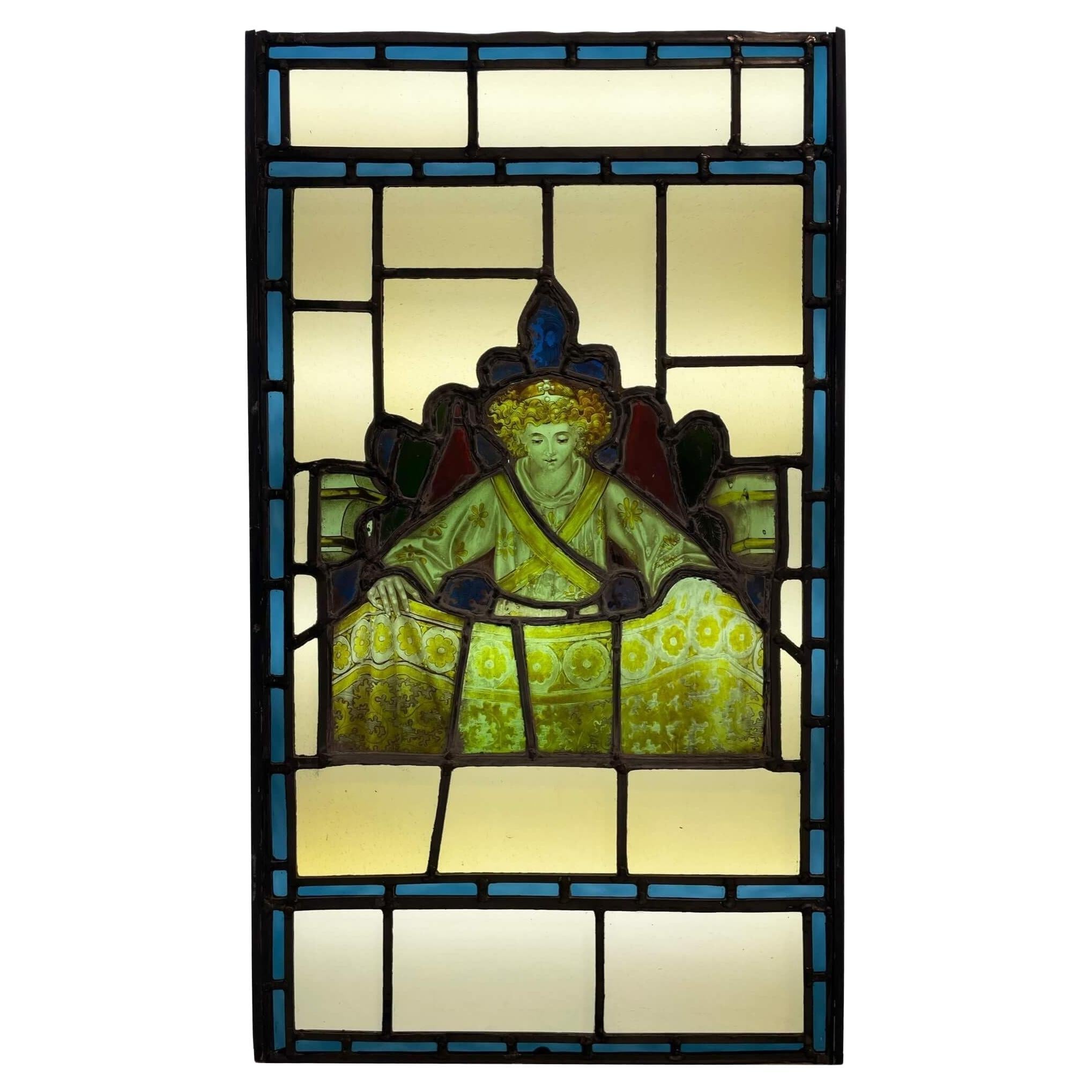 Victorian Leaded Glass Window For Sale