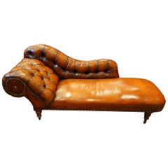 Antique Victorian Leather Chaise Longue